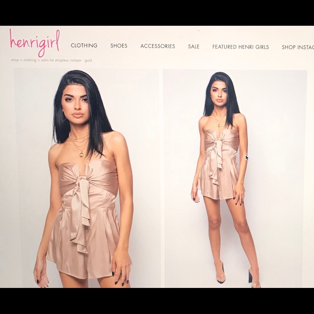 Henri Girl satin strapless gold romper